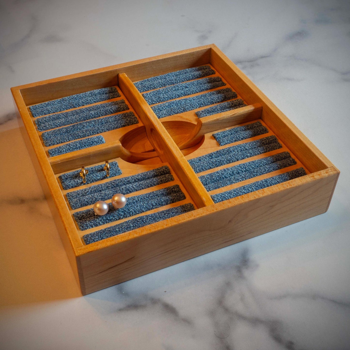 Large Walnut Jewelry Box With Hand-Cut Dovetails (15"x8") with Love Bird Inlay