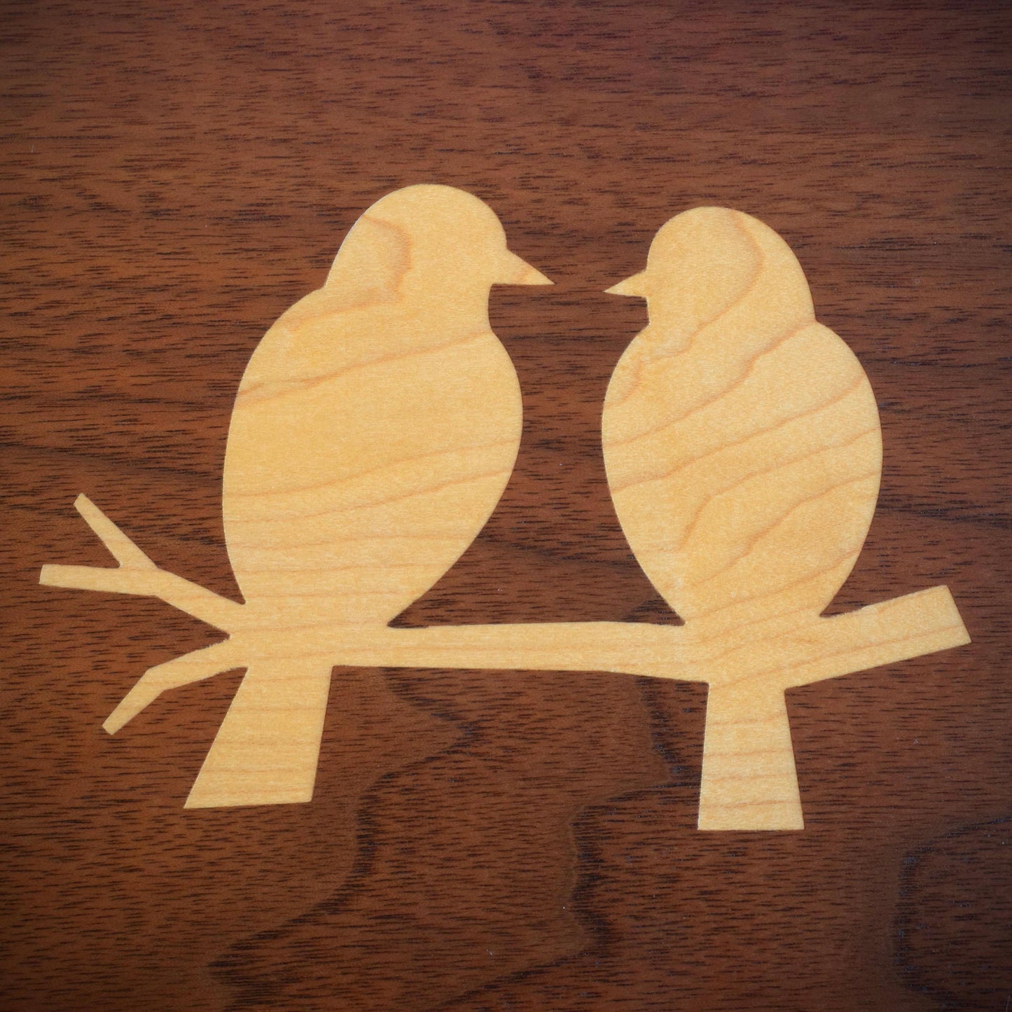 Large Walnut Jewelry Box With Hand-Cut Dovetails (15"x8") with Love Bird Inlay