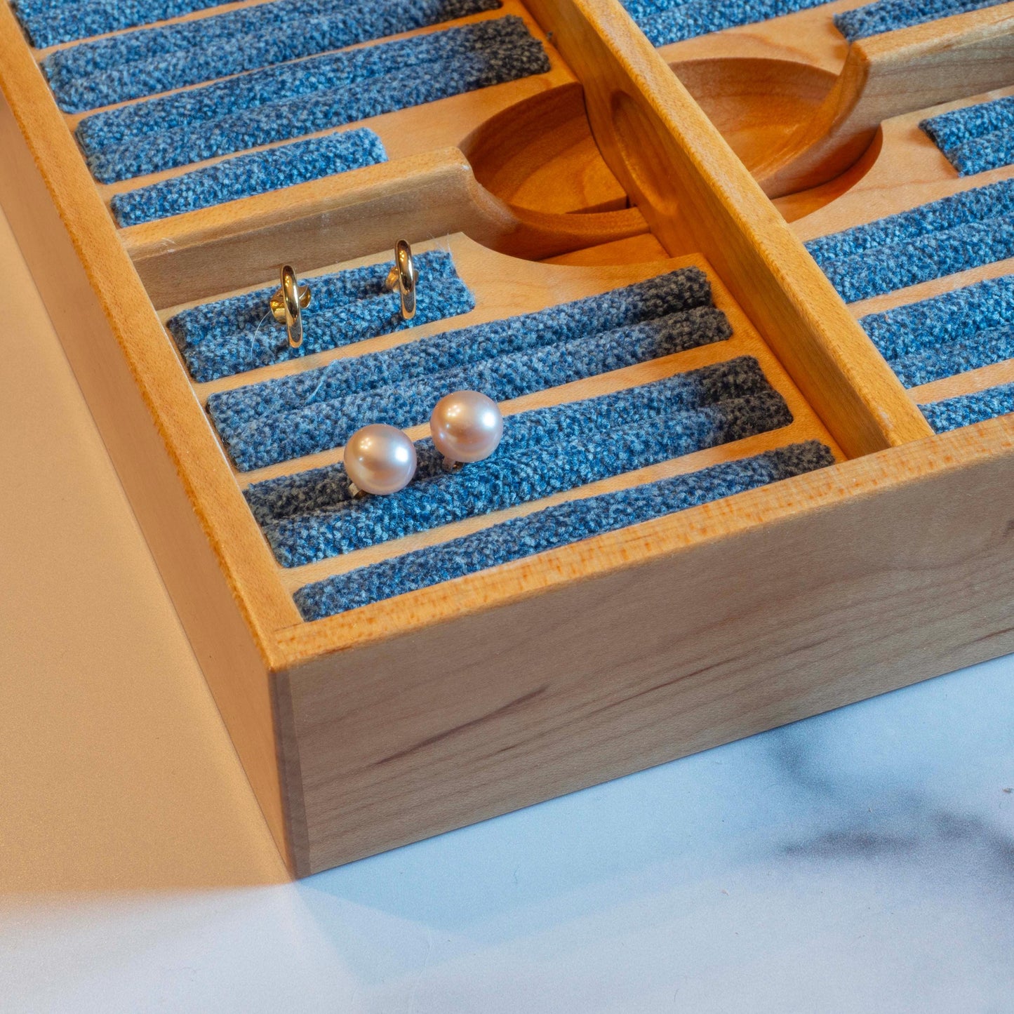 Large Walnut Jewelry Box With Hand-Cut Dovetails (15"x8") with Love Bird Inlay