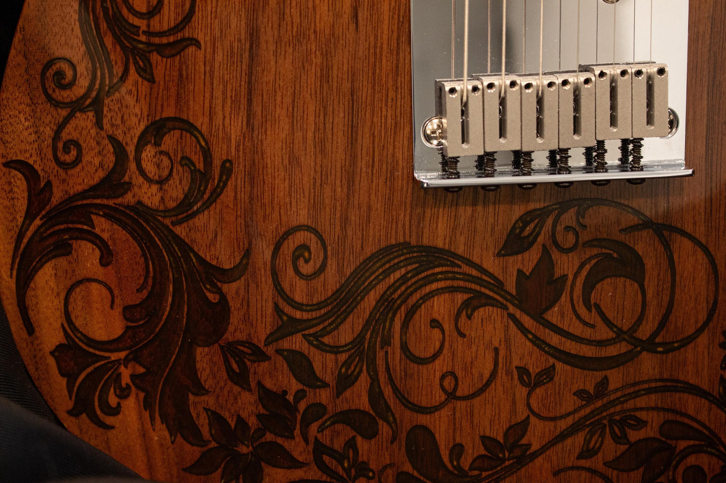 Rune Walnut T-Style Electric Guitar with Floral Epoxy Inlay