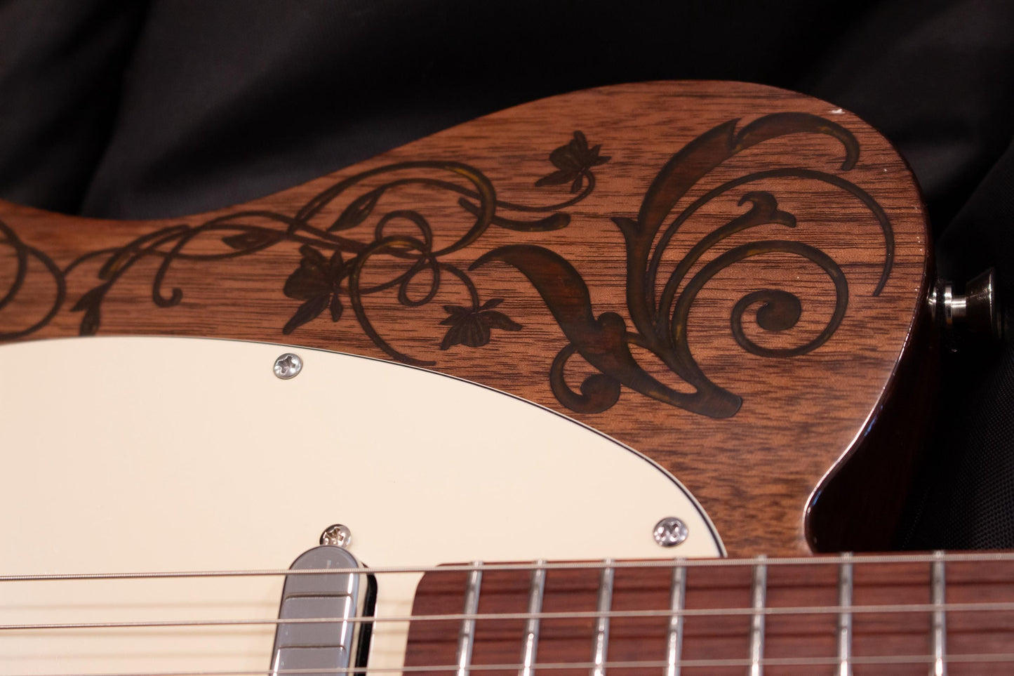 Rune Walnut T-Style Electric Guitar with Floral Epoxy Inlay